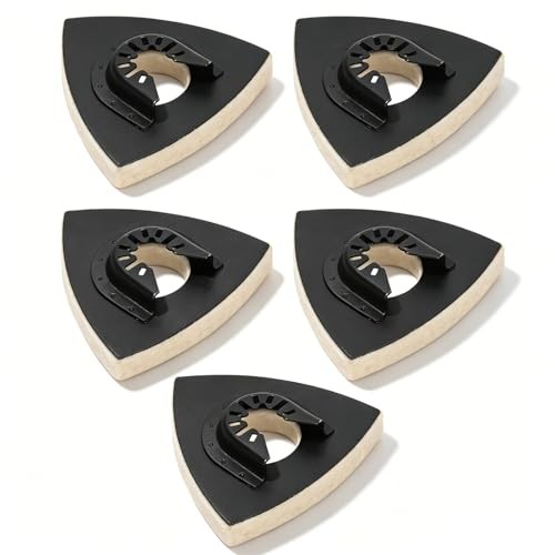 5PCS Buffing Pads Triangular Wool Felt Polishing Pad with Alloy Steel Base