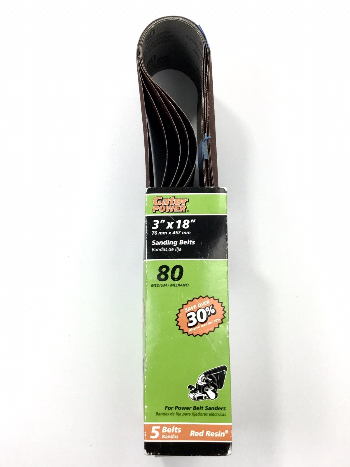 Gator 3 X 18 Red Resin Aluminum Oxide Sanding Belts, 80 Grit, 5 Pack 7032 NEW