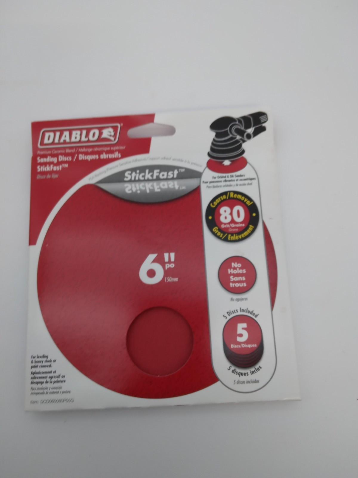 NEW Diablo DCD060080P05G 6″ Sanding Discs 80 grit No holes 5 discs