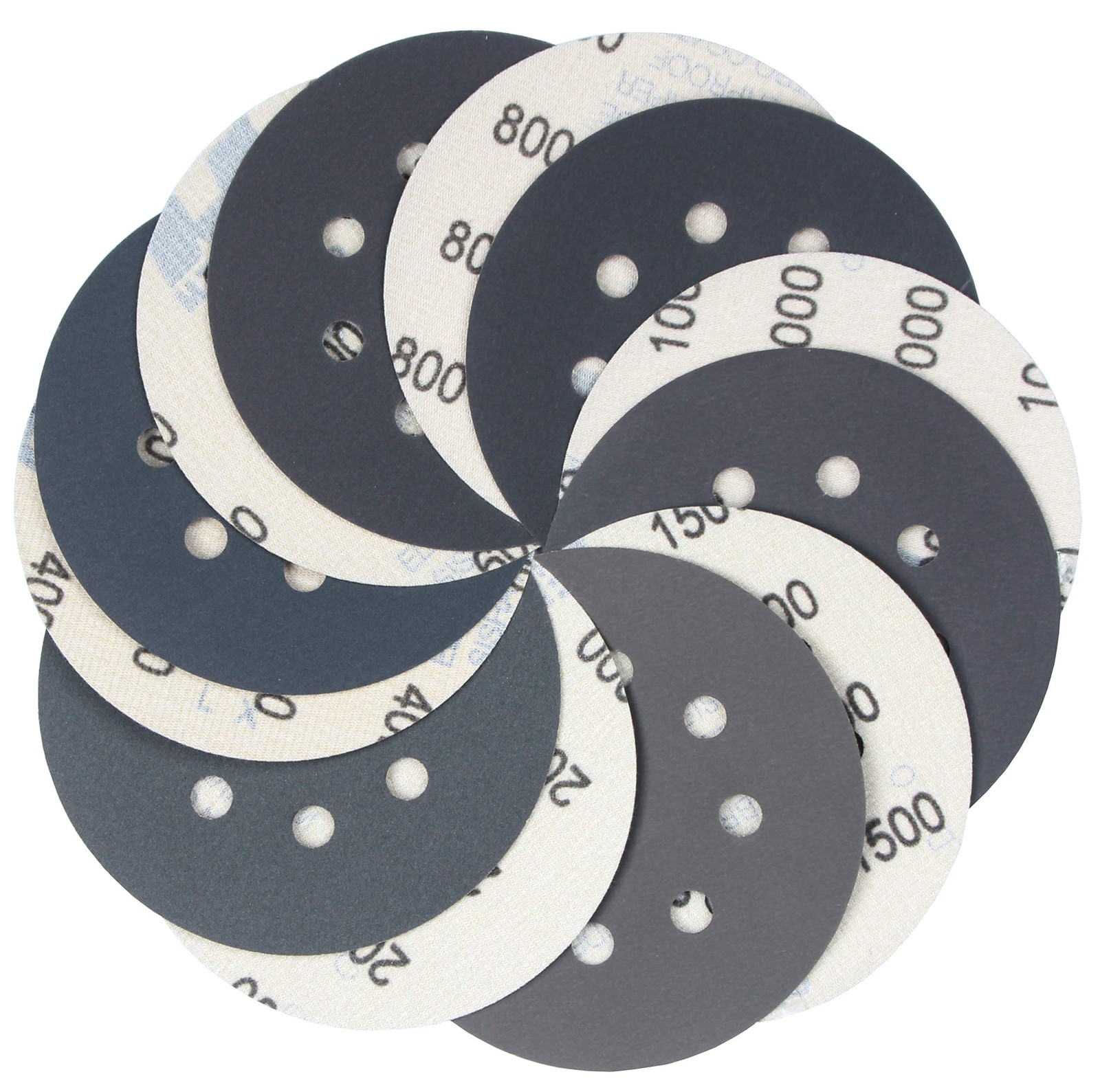 “5”” Wet Dry Sanding Discs 60Pc 400-2000 Grit Hook & Loop Set”