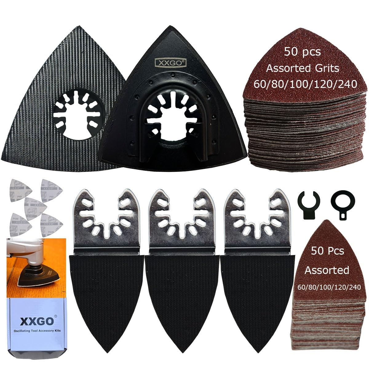XXGO 105 3-1/8 Inch Triangle & 2 Finger Kit – 105 Pcs, Maroon / Black