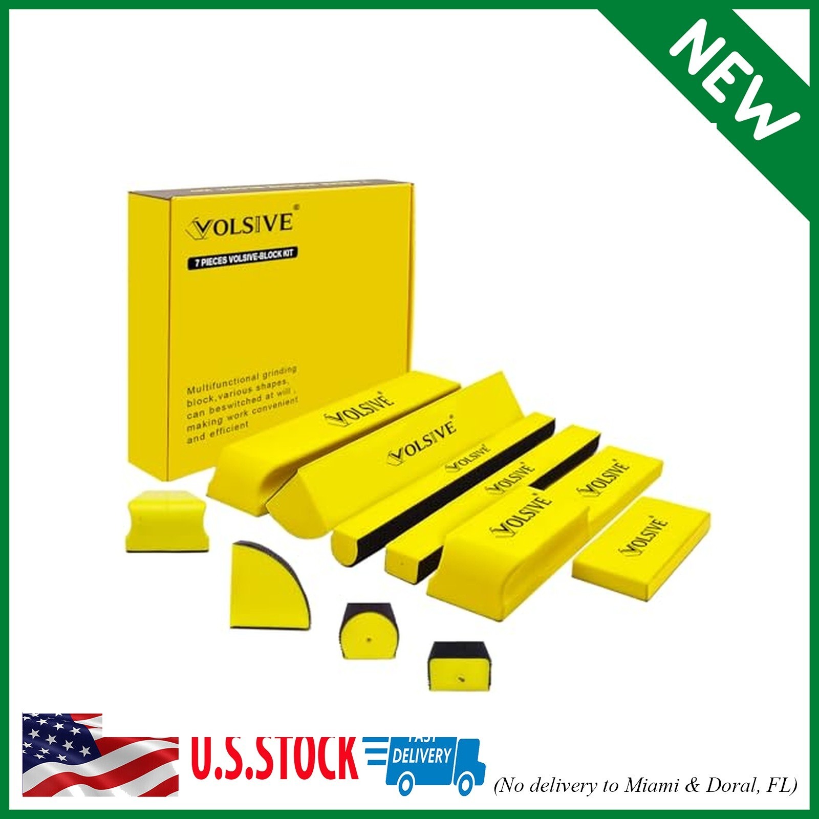 7pcs Hand Sanding Block Set, Rectangle Handheld Sanding Pad, Hook and Loop Inter