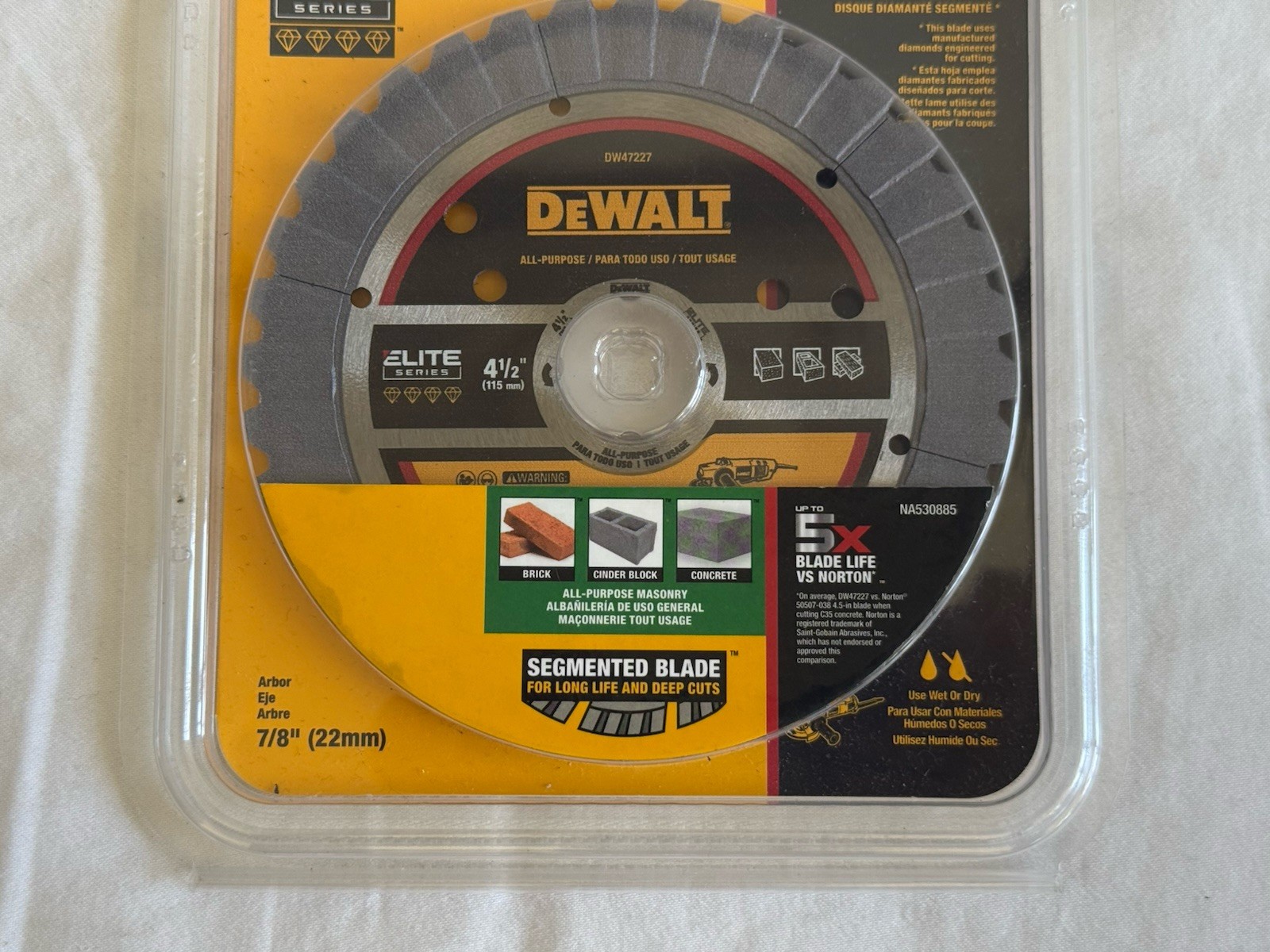 DeWALT DW47227 Elite Series 4.5″ Segmented Diamond Blade Masonry Concrete Brick