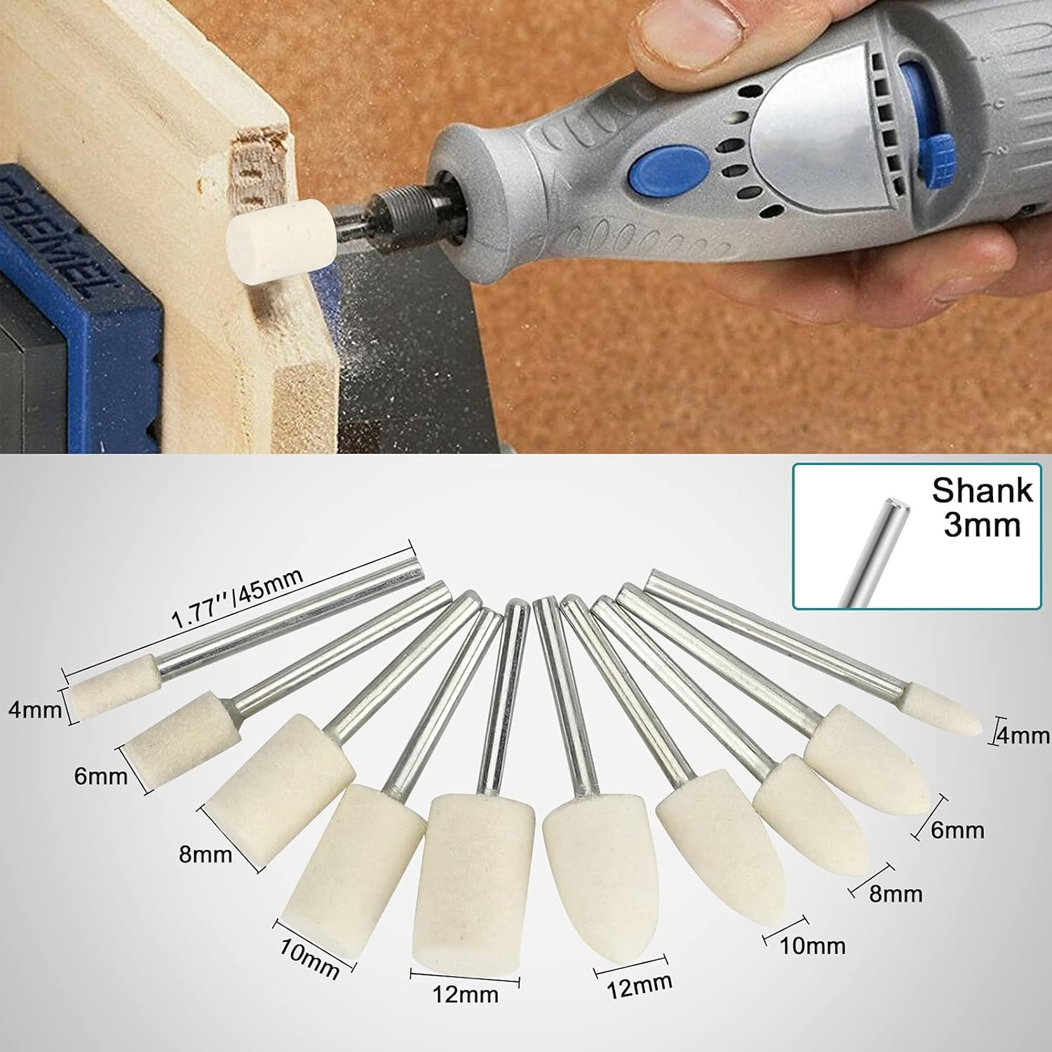 75PCS Mini Polishing Kit, Polishing Bit Abrasive Buffing Wheels Wire Brushes Fla