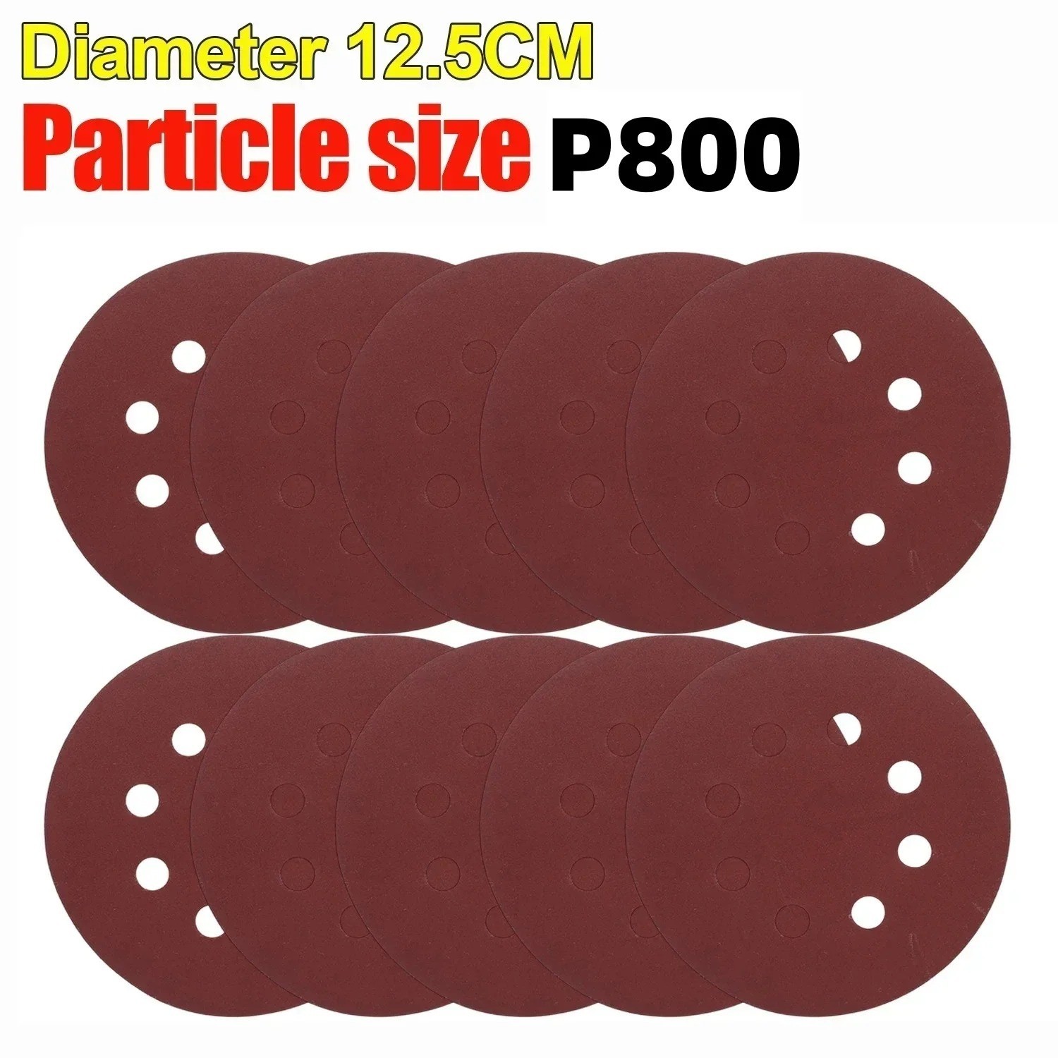 125mm Sanding Discs 8-Hole Red Variety Pack Grit, Hook ,Loop Sandpaper