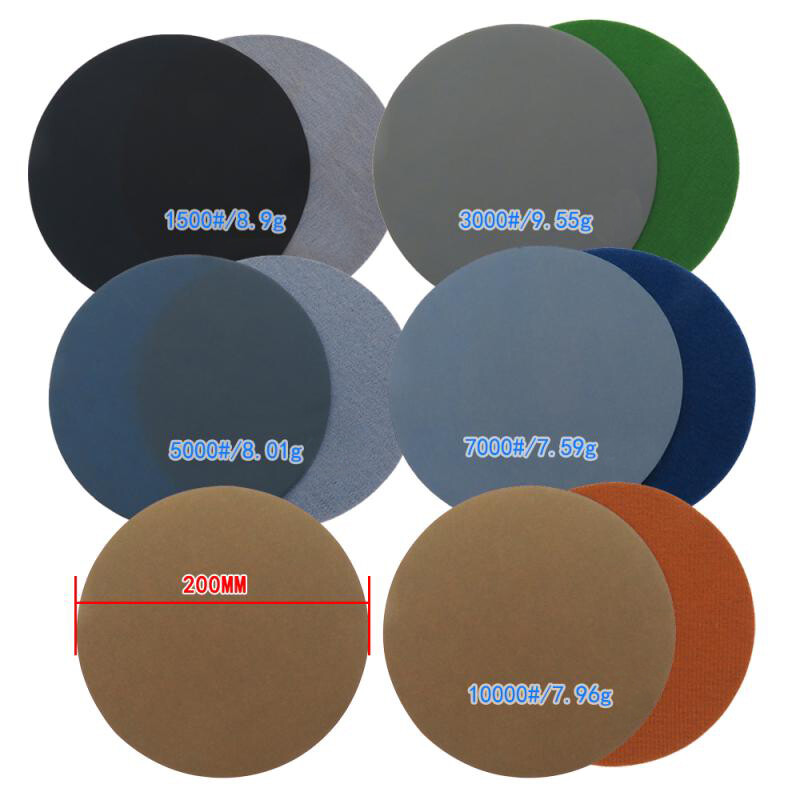 8 Inch 200mm Wet Sandpaper Sanding Discs Grinding Polishing Pads 1500-10000 Grit