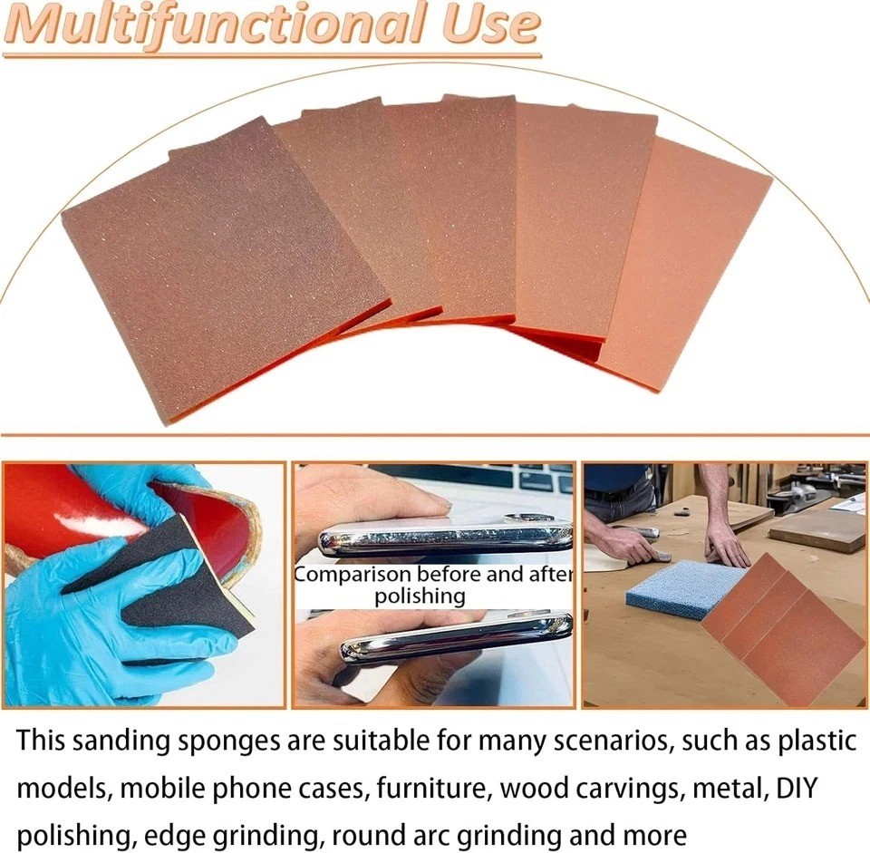 10 PCS 400-3000 Grit Sanding Sponge Set, 4.5 X 5.5 Inch Wet or Dry Hand Sanding