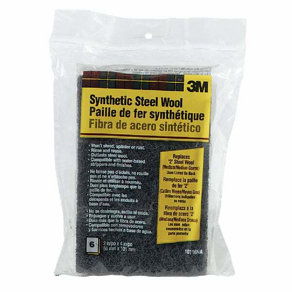 (18-6pk)-3M #2 (2″ x 4″) Synthetic & Abrasive Particle Steel Wool Model: 10116NA