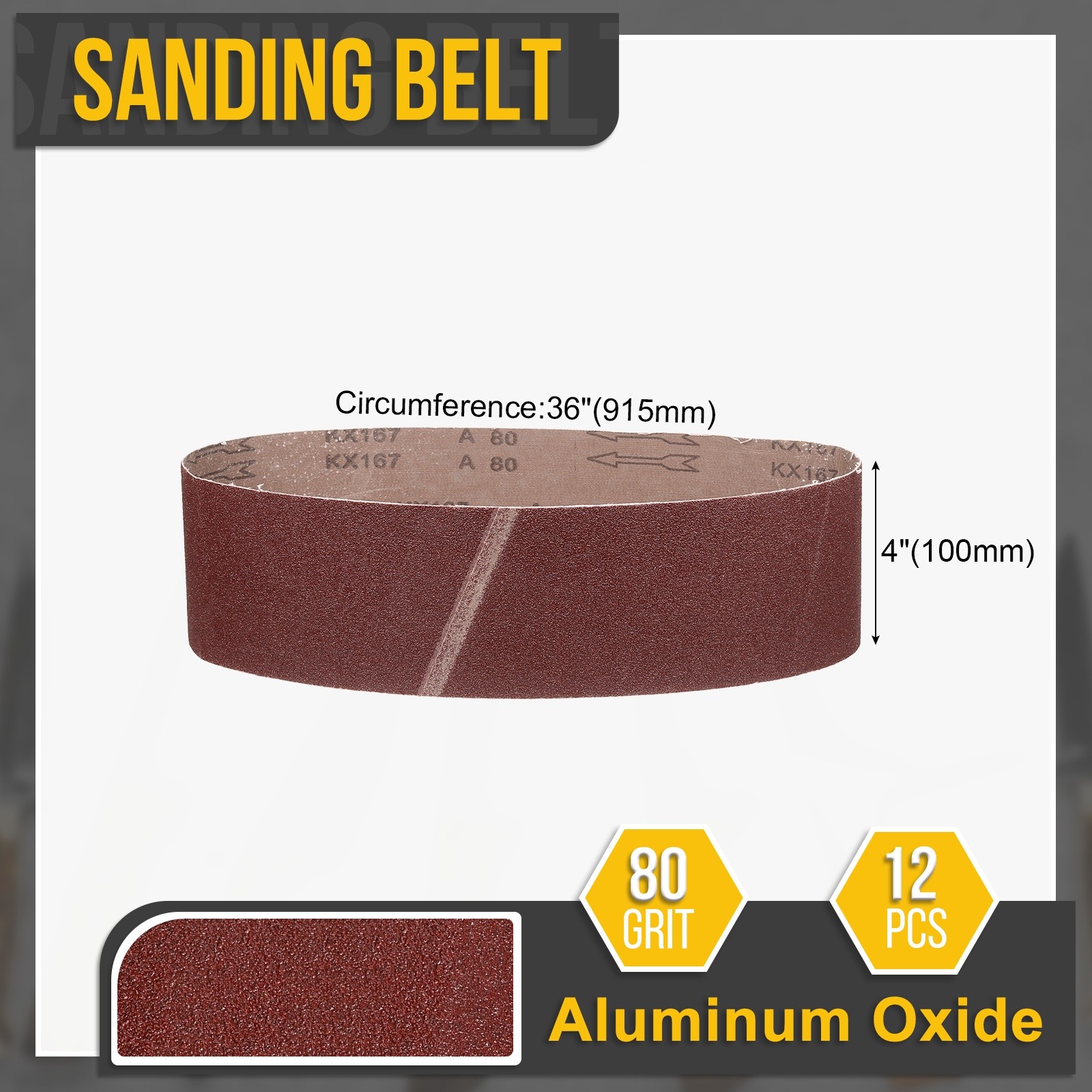 4 x 36 Inch Sanding Belt,12 Pcs 80 Grit Knife Sharpener Belts Work Sharpening