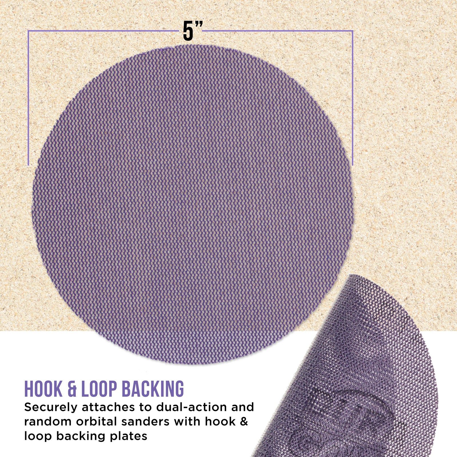 150 Grit 5″ Purple Ceramic Mesh Sanding Discs, Box of 30 – Hook & Loop Sandpaper