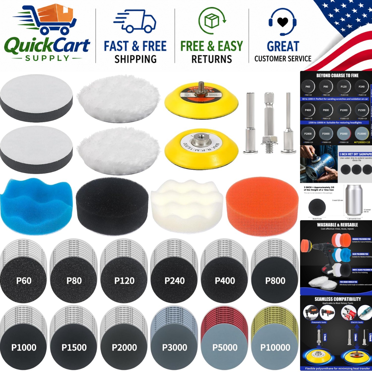 Versatile 3-Inch Wet and Dry Polishing Kit – 133 Sanding Discs for Professionals