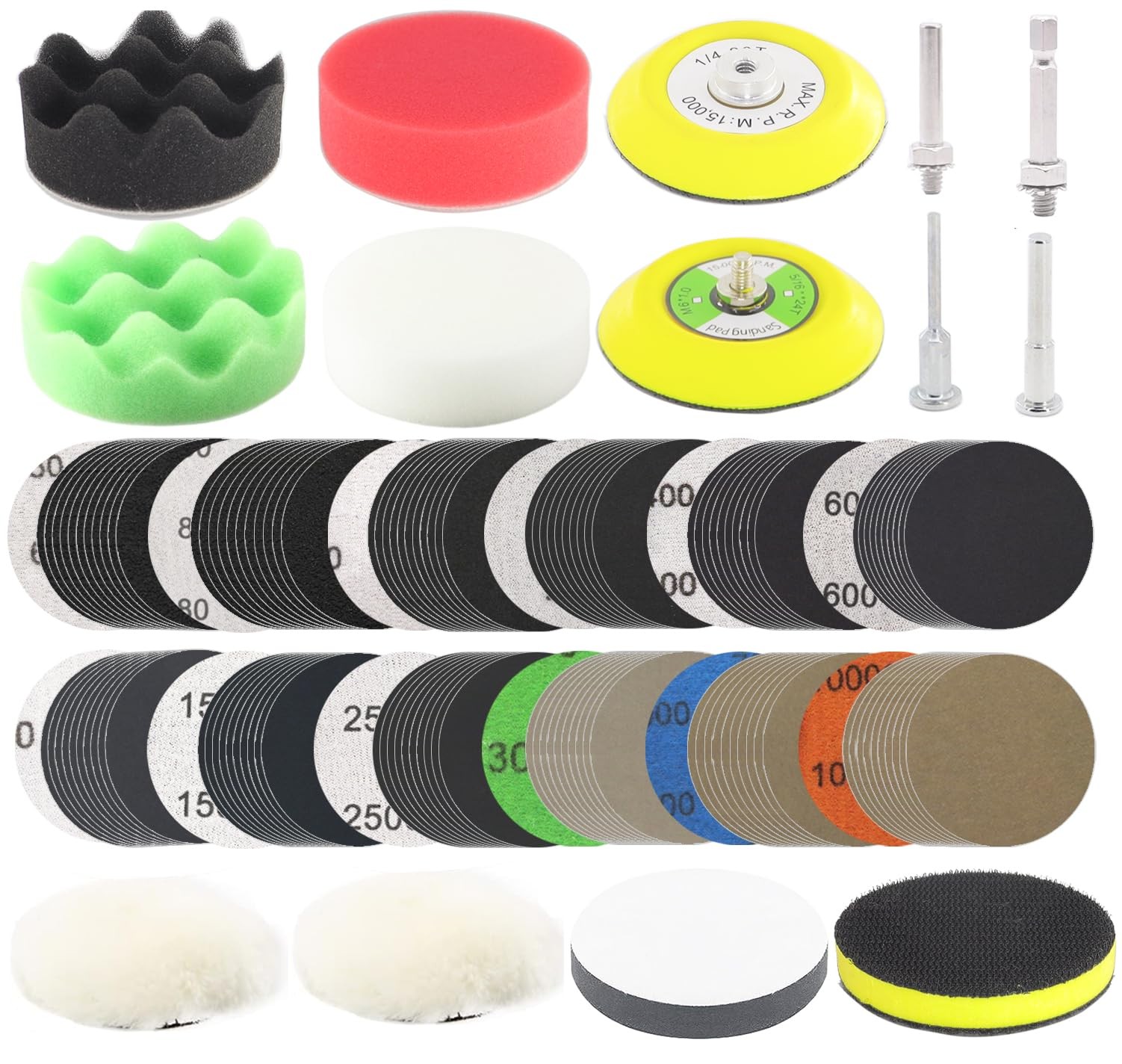134Pcs Sandpaper 3Inch Sanding Disc Drill Polishing Kit, Wet Sanding Paper He…