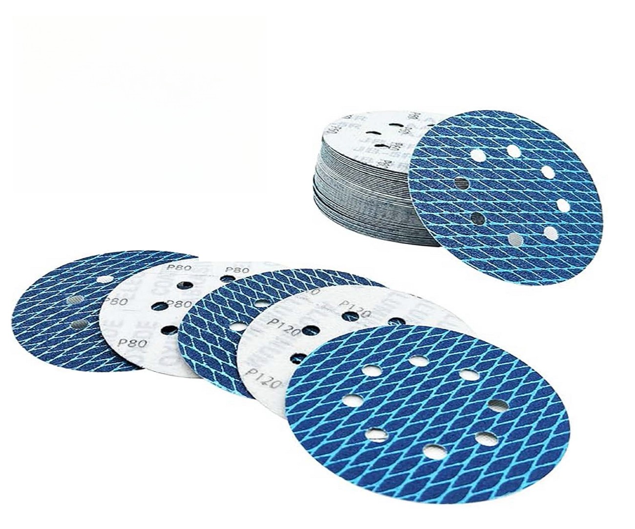SATC 150PCS 5Inch 125MM 8-H Diamond Shape Sanding Disc Hook & Loop Sander 60Grit