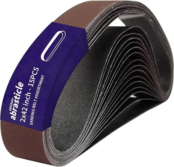 15 Pcs 2 x 42 Inch Assorted Aluminum Oxide Sanding Belt – 80/120/150/240/400 .