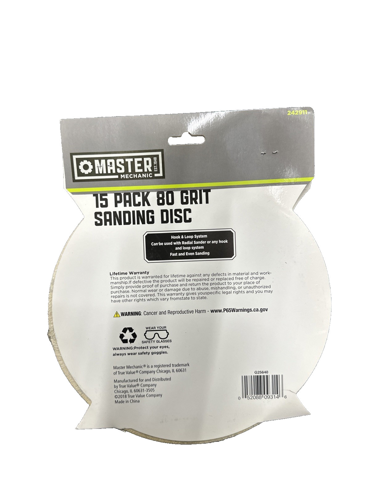 Master Mechanic 9″ 80 Grit 15 Discs Sanding Radial Sander Hook Loop Sand Paper