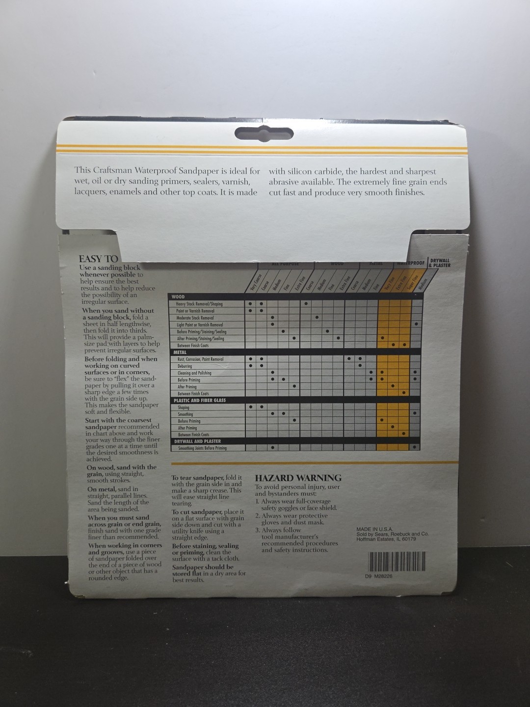 Sears Craftsman 9×11 In Waterproof Sandpaper Extra Fine 320 Grit 3 Sheets 928226