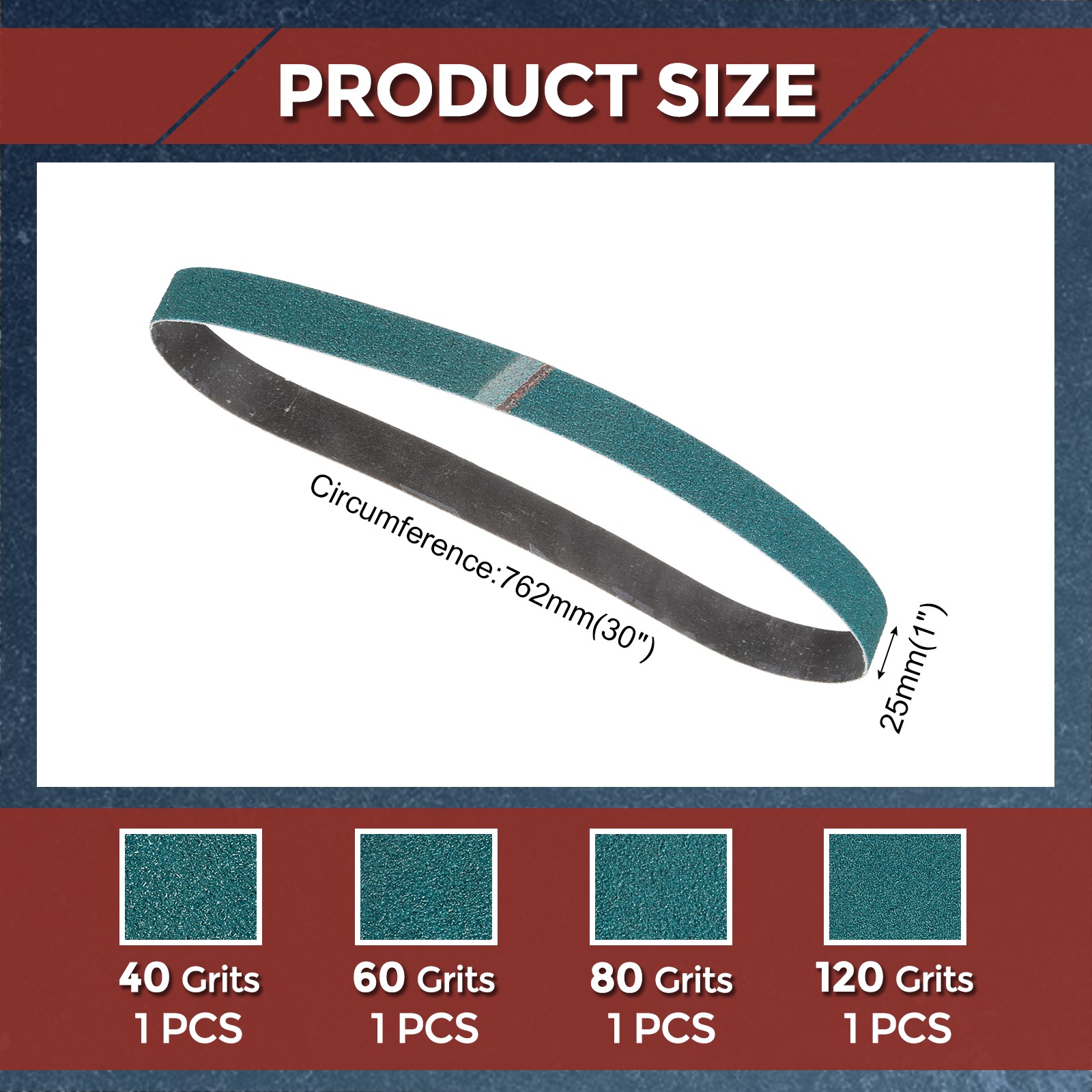 4Piece Sanding Belt Sets,1-1/2″ x 30″ 40/60/80/120 Grit Zirconia for Knife
