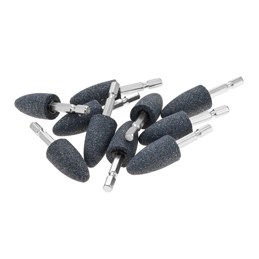 10Pcs Cone Shape Grinding Stone Aluminum Oxide For Die Grinder Other Rotary Tool
