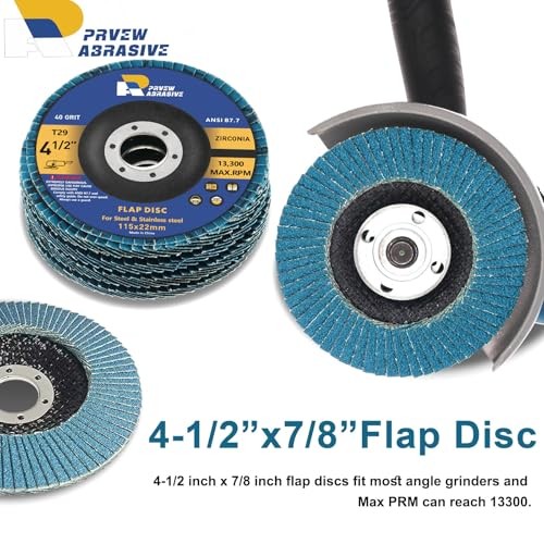 4 1/2″ Flap Discs – 5-Pack – 4.5″ x 7/8″ Premium 40/60/80/120 Grit Assorted