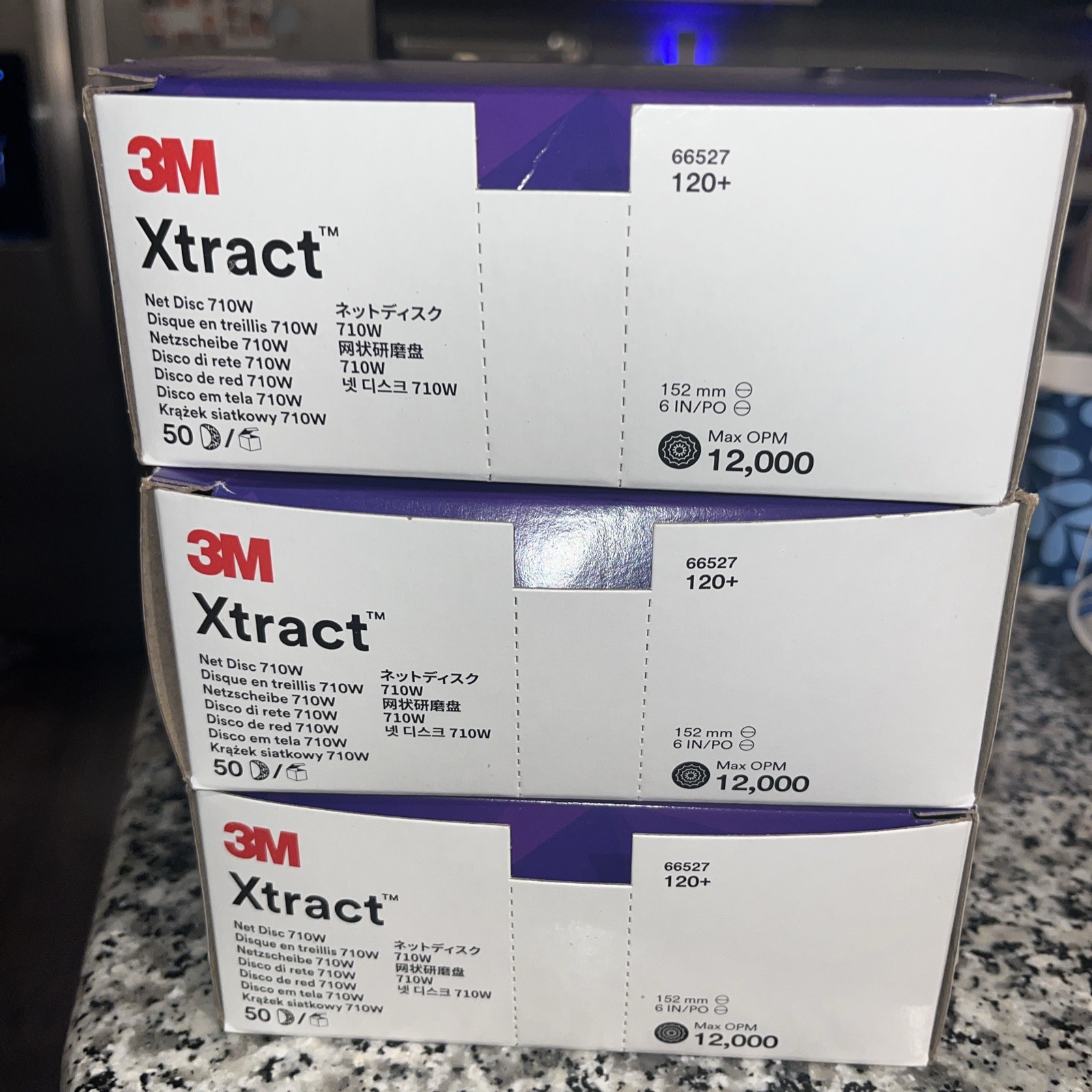 3M Xtract Net Disc 710W, 150+, 6 in, Pack of 3 (50 Each Hook and Loop Sanding)