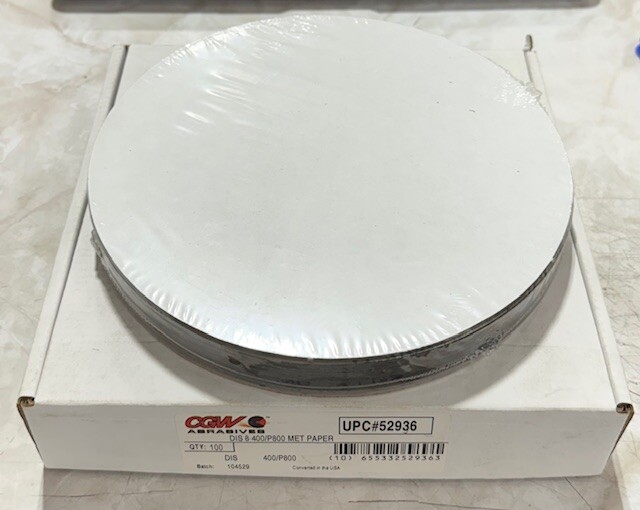 CGW 8″ Metallurgical Sanding Disc Plain Backing 400/P800 Silicon Carbide 100PK