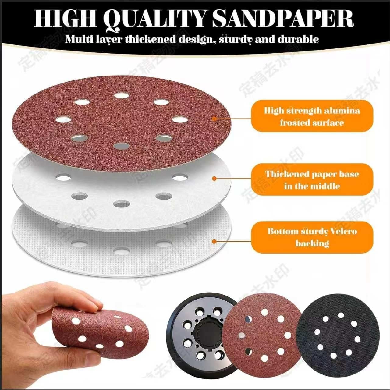 5″ 8-Hole Sander Pad, Orbital Replacement for DeWalt, Includes 40 Discs & 3 Foam