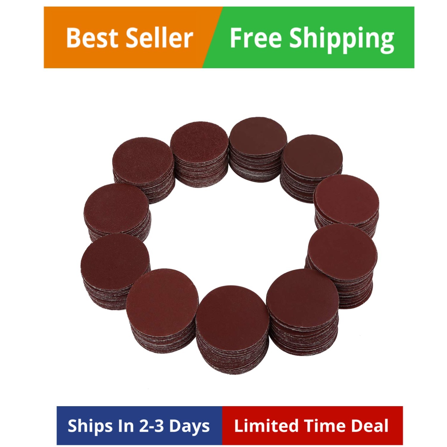 200pcs 2 Inch Hook and Loop Sanding Discs Sandpaper 60 80 120 180 240 320 400…