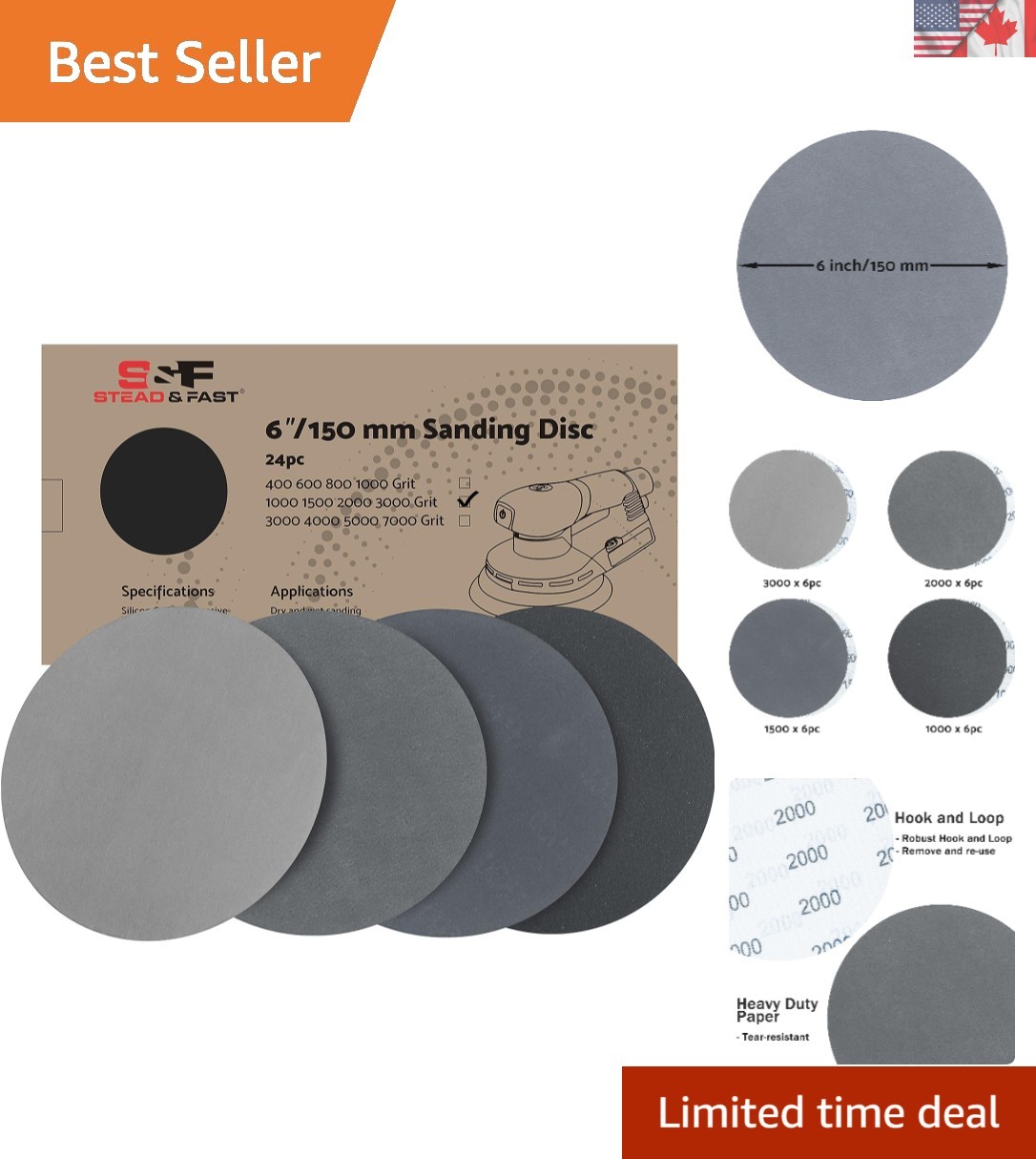 24 Pcs 6 Inch Hook & Loop Sanding Discs, 1000-3000 Grit for Perfect Finishes