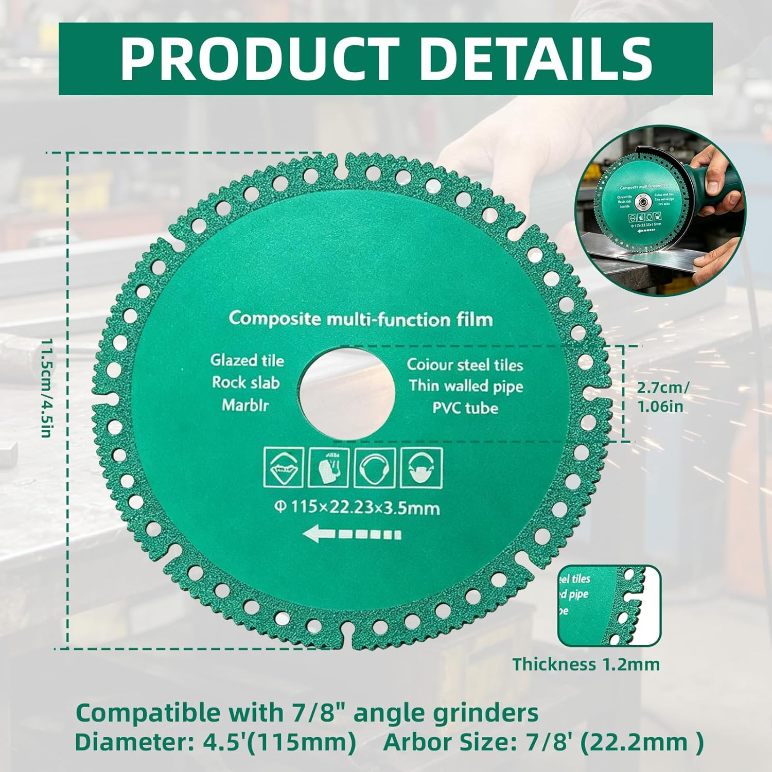 3 Pcs 4.5” Indestructible Disc for Grinder, Multipurpose Cutting & Grinding