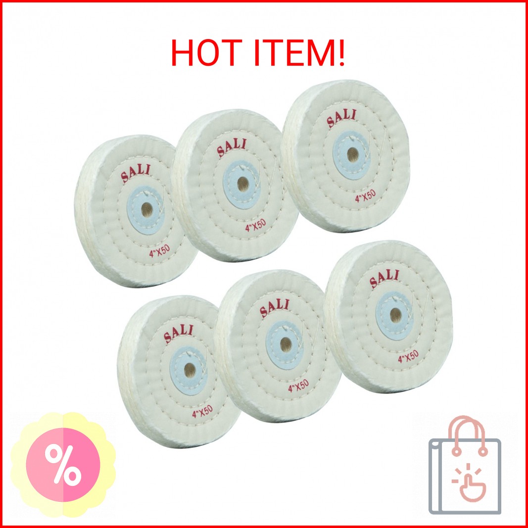 SALI 6 Pack Polishing Wheel for Bench Grinder Buffing Wheel 4 inch White Cotton