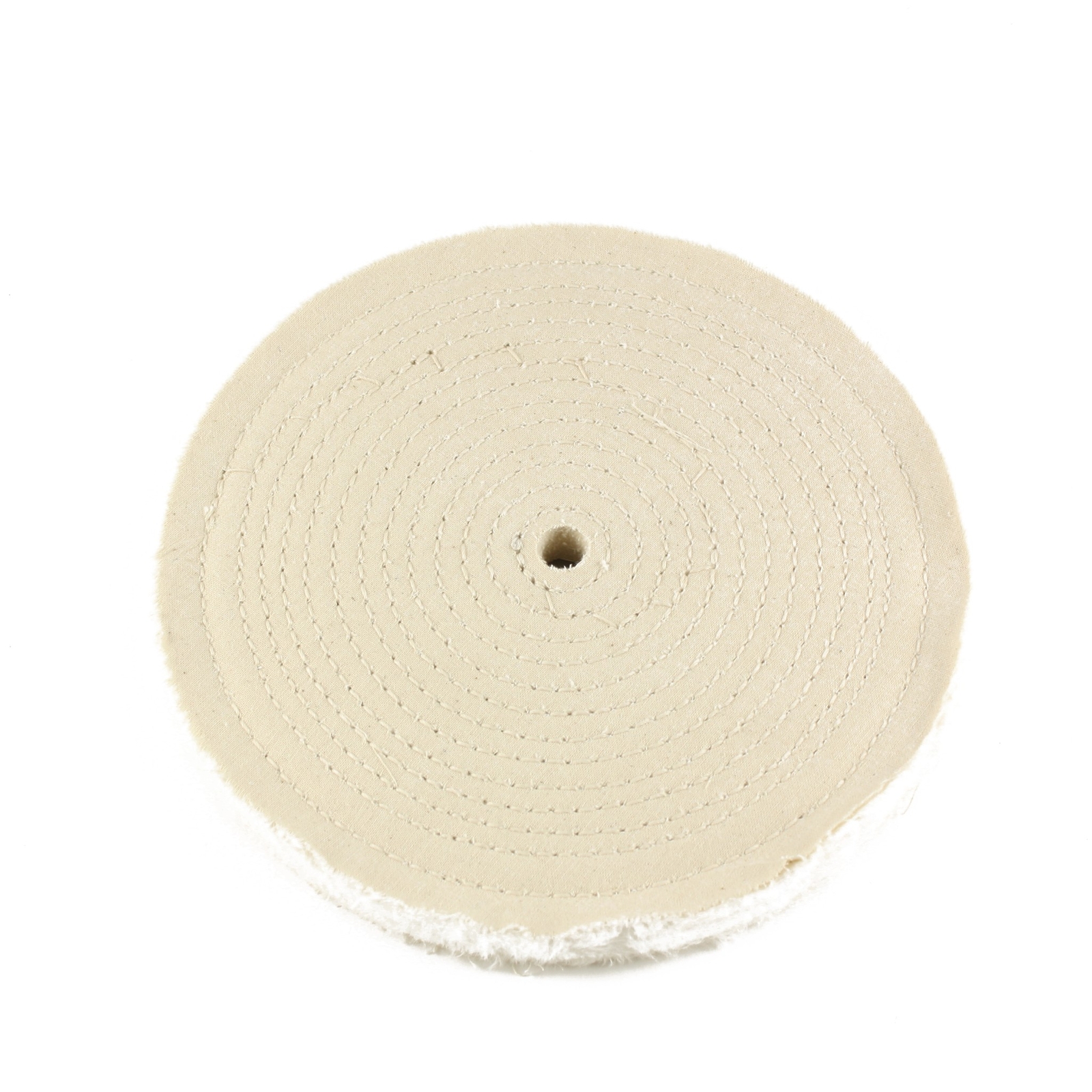 8″ x 1/2″ Arbor Hole – 60 Ply Spiral Sewn Polishing Muslin Cotton Buffing Wheel
