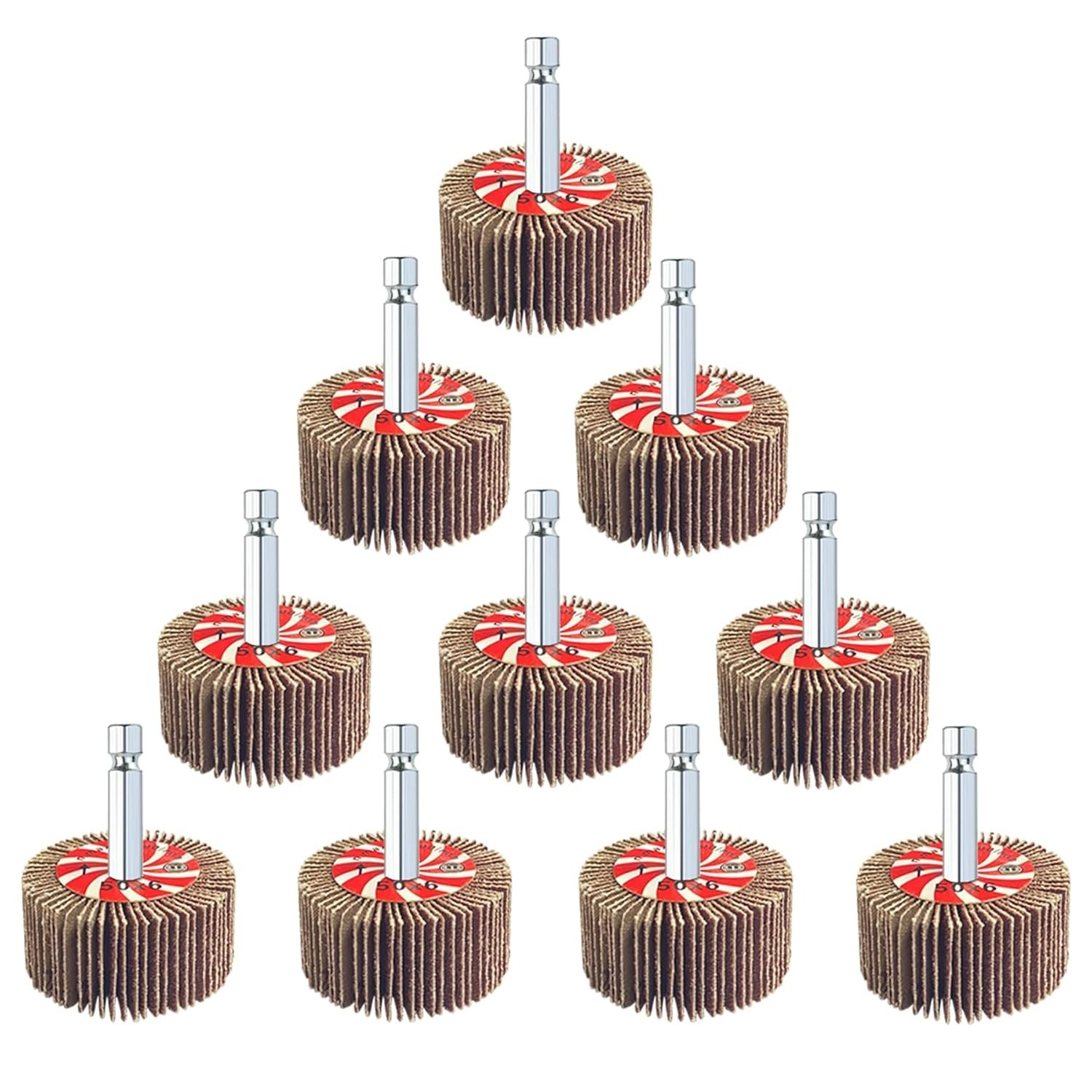 10 Pcs Flap Wheel Sander Set with 1/4 Inch Hex Shank, 80 Grits Sanding Wheels…