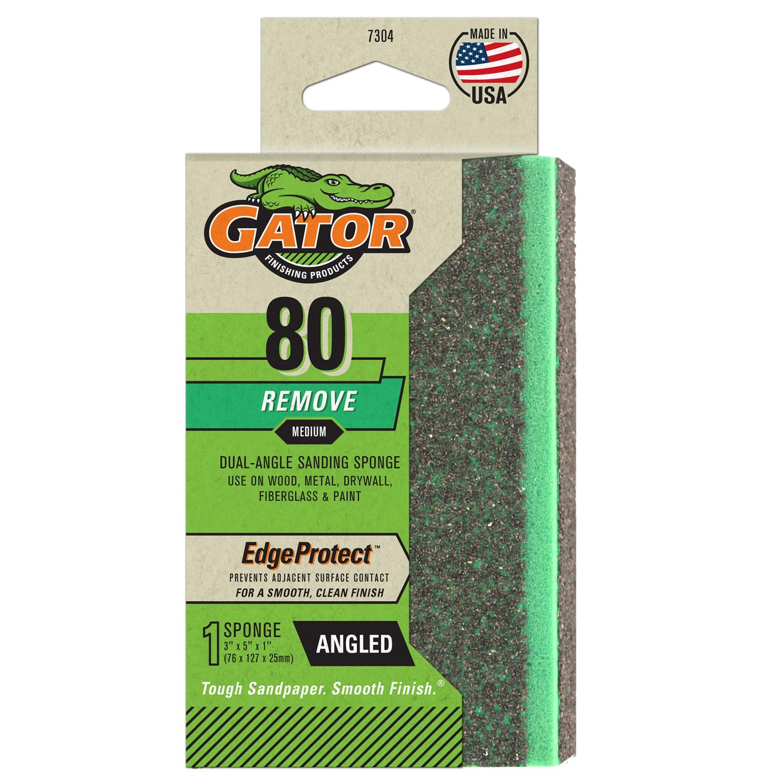 1 PCS Gator 730420 Medium 80Grit DualAngle Sanding Sponge 3x5x1 Inch Tool