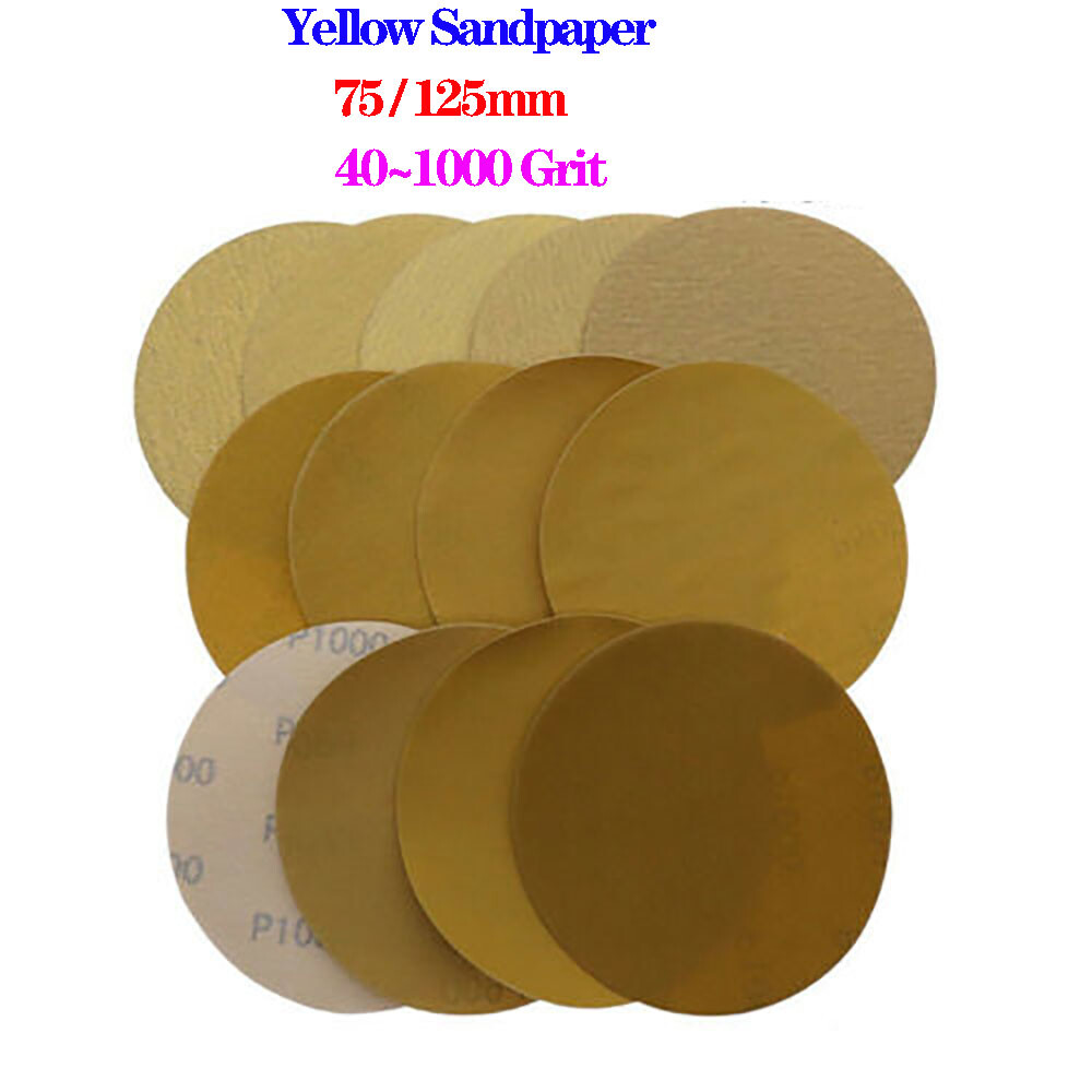 3/5 Inch Hook & Loop Sanding Disc Orbital Yellow Sandpaper Pads 40 80~1000 Grit