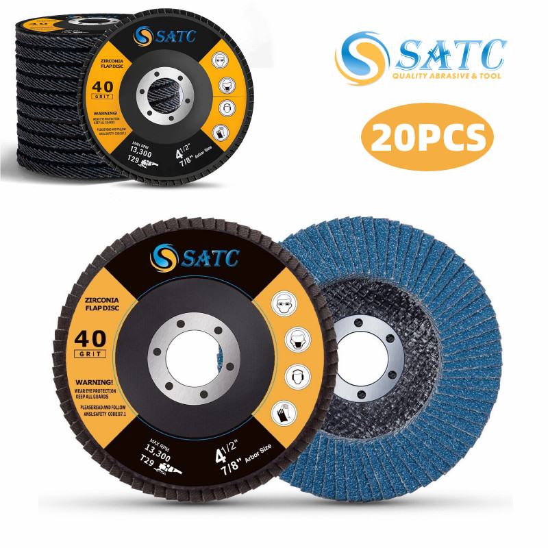 40PCS 4-1/2″ Zirconia Flap Disc 40 Grit Angel Grinder Sanding Grinding Wheels