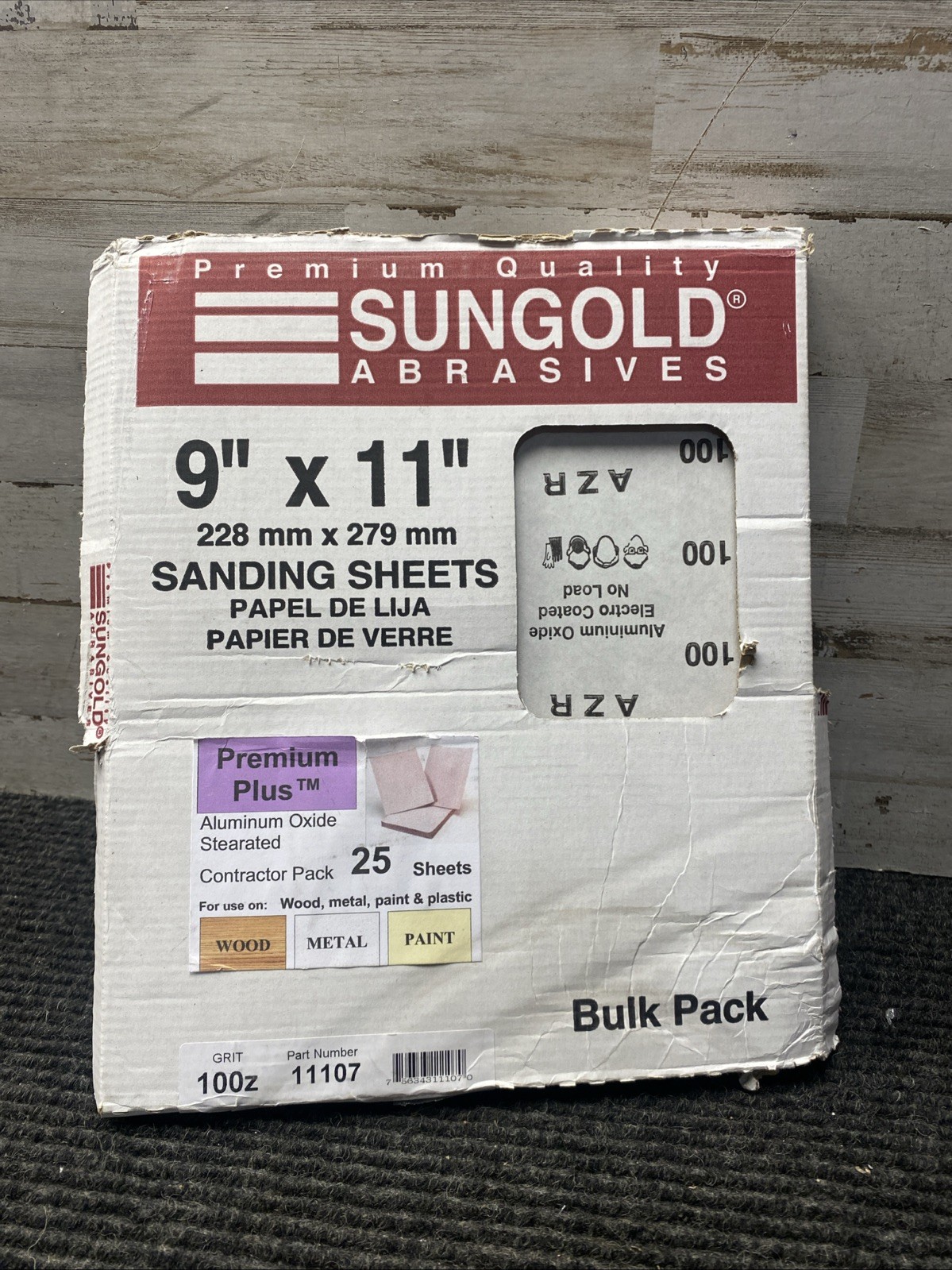 11107 9″ X 11″ 100 Grit Sanding Sheets Stearated Aluminum Oxide 25-Pack