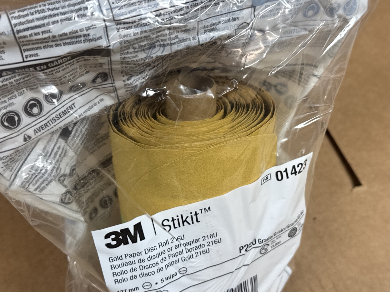 NEW 3M P220 Stikit Gold Paper Sanding Disc Sand Paper 01423 216U 5″ Disc QTY 175