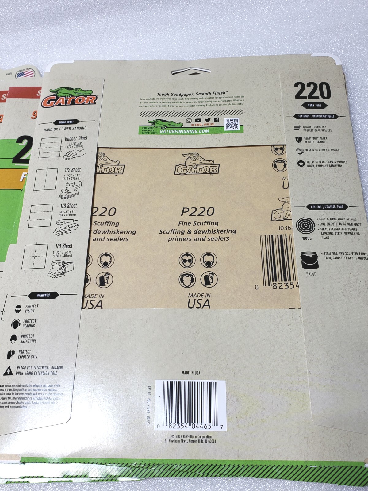 12 Packs of 5 EA.- Gator 4465 220 Very Fine, 4466 320 X Fine Sandpaper 9″x 11″