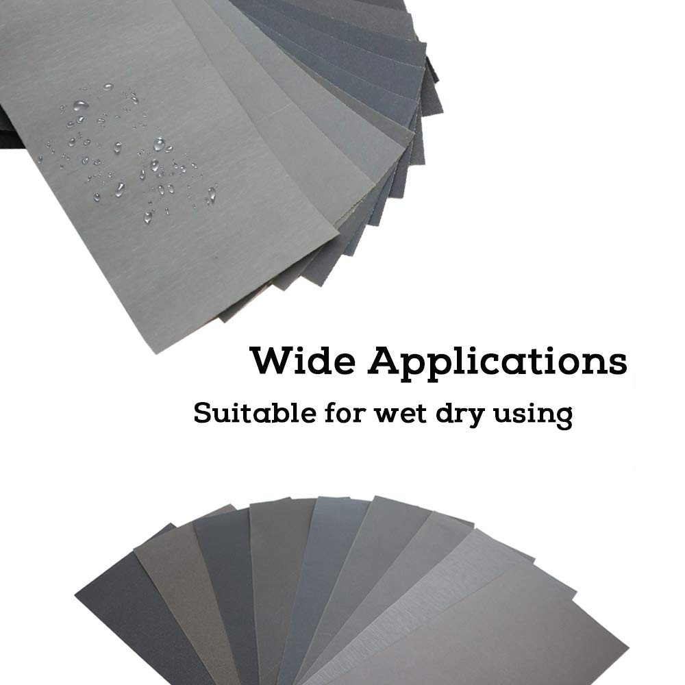 40Pcs Wet Dry Sandpaper Sheets 220 3000 Grit Wood Metal Polishing Automotive