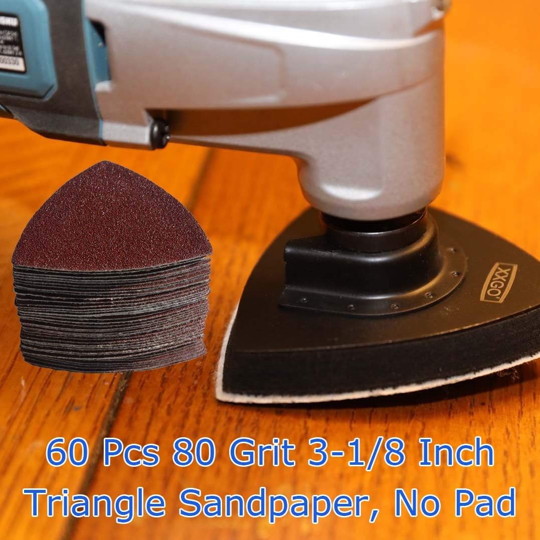 60 Pcs 80 Grits 3-1/8″ 80mm Triangle Oscillating Tool Sandpaper