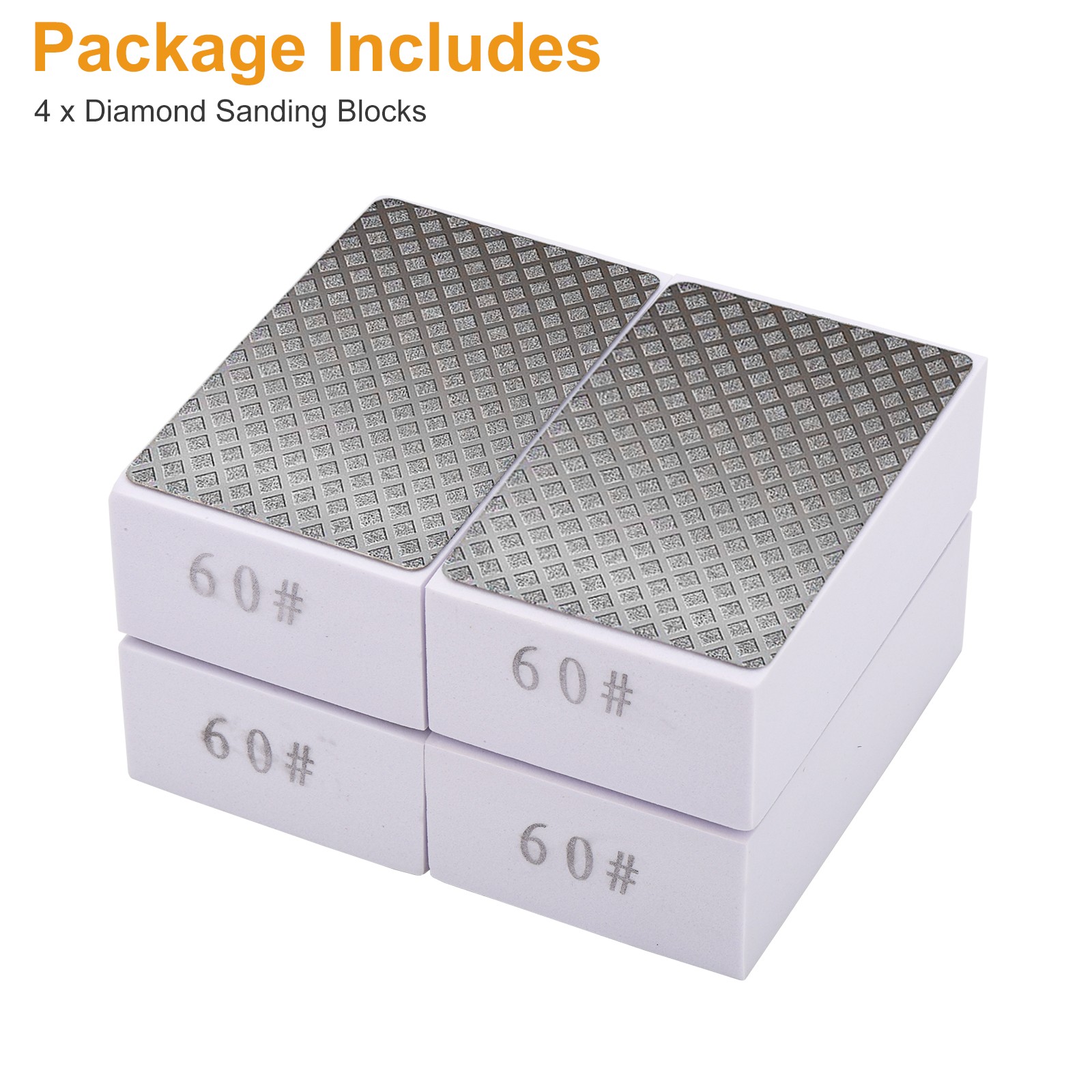 4PCS 60 Grit Diamond Polishing Pads Reusable Sanding Blocks for Stone Tile Glass