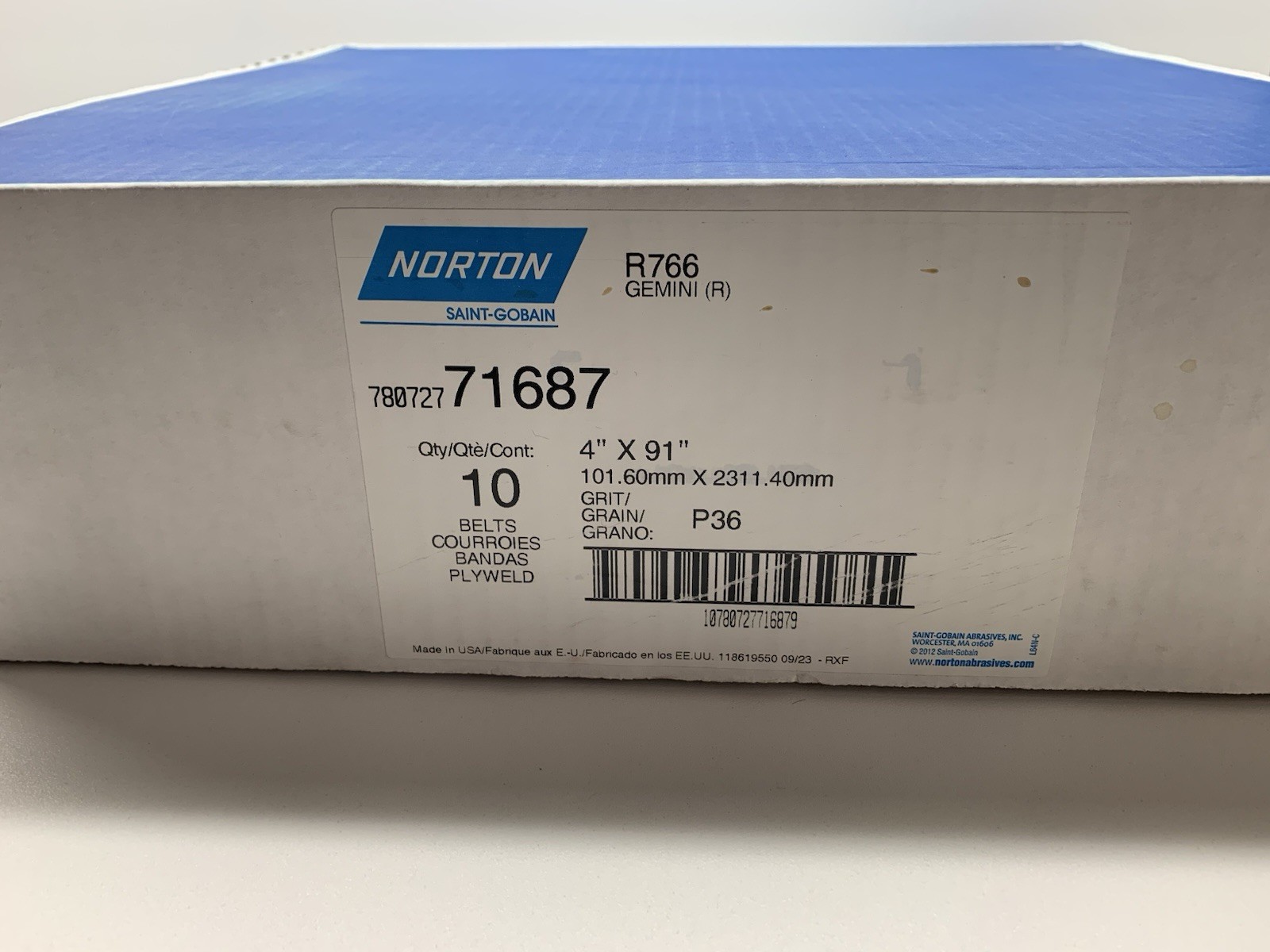 Norton Gemini R766 4” x 91” Belts P36 Grit 78072771687 Box Of 10