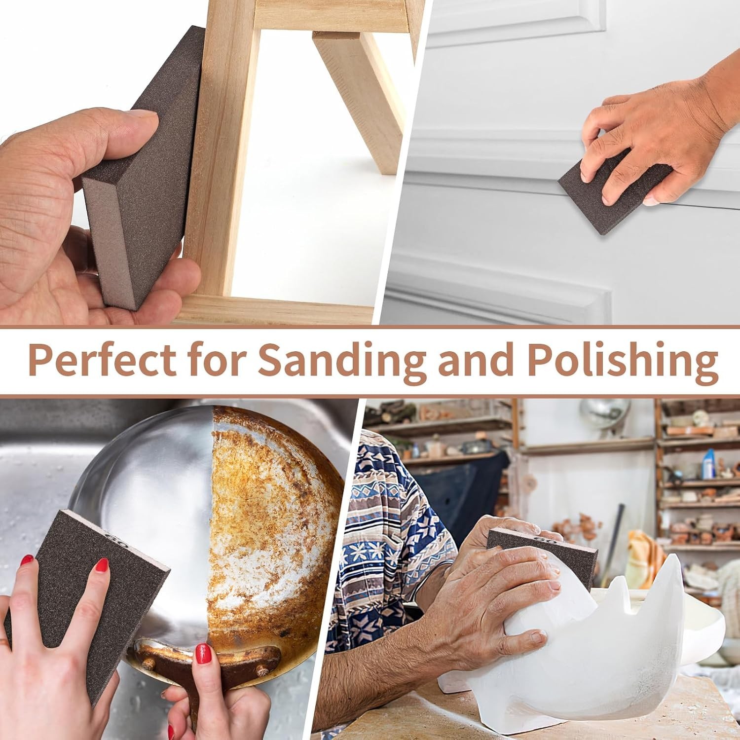 Versatile Sanding Sponge Set – 8 Pcs with 60/80/120/220 Grit for All Surfaces