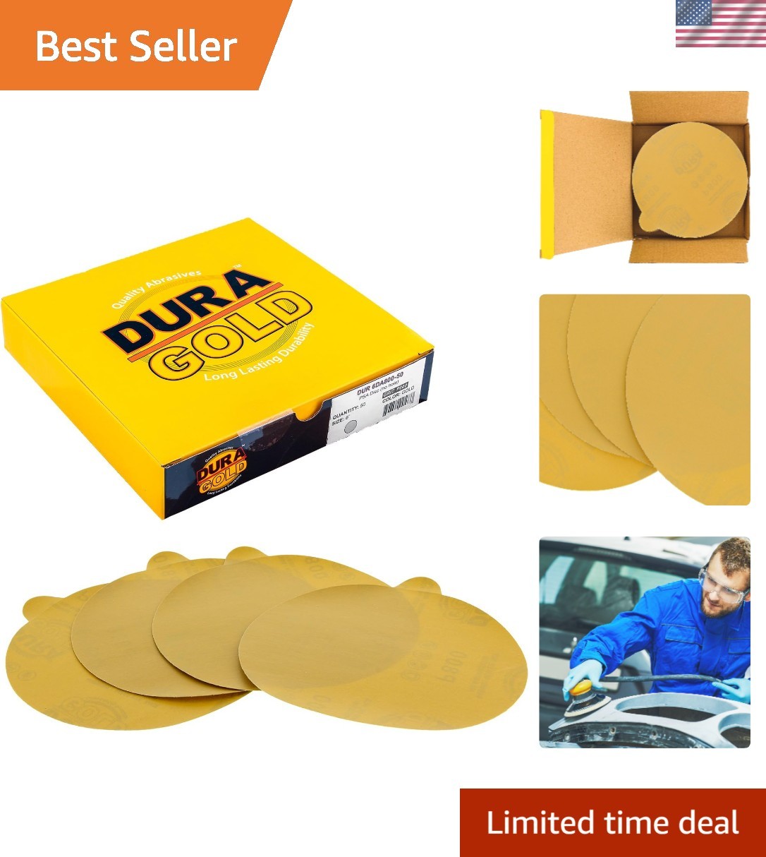 6″ Gold PSA Sanding Discs – 800 Grit Box of 50