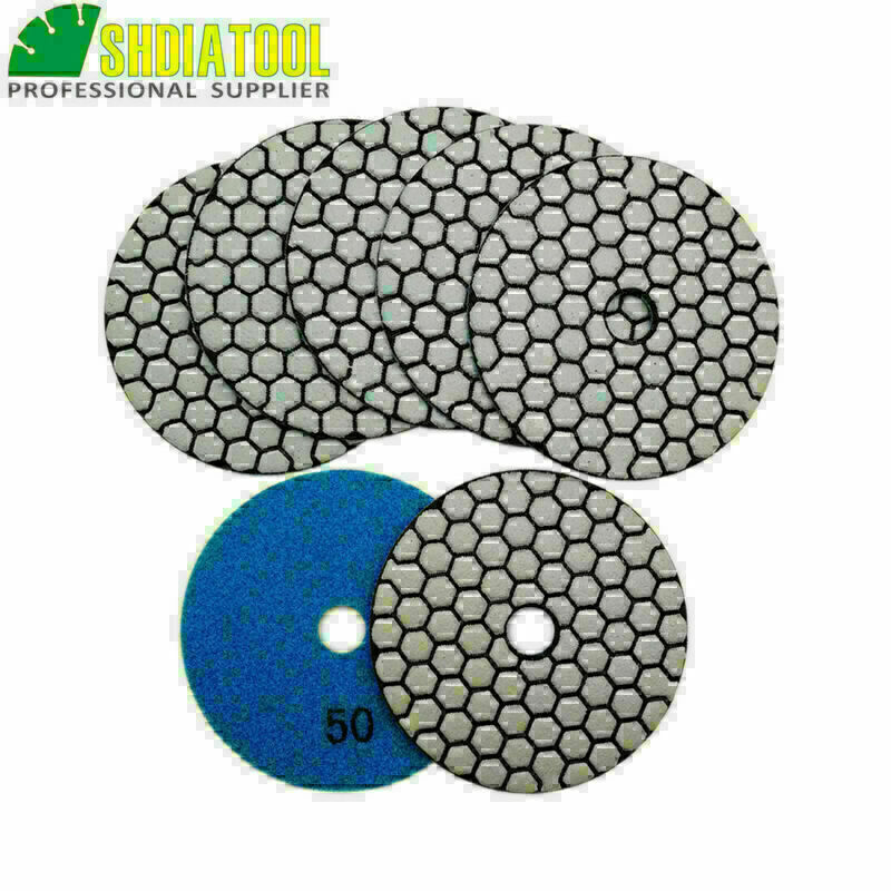 7pcs 4″ 100mm Dry Polishing Pads Diamond Sanding Discs for Marble Tile Stone @