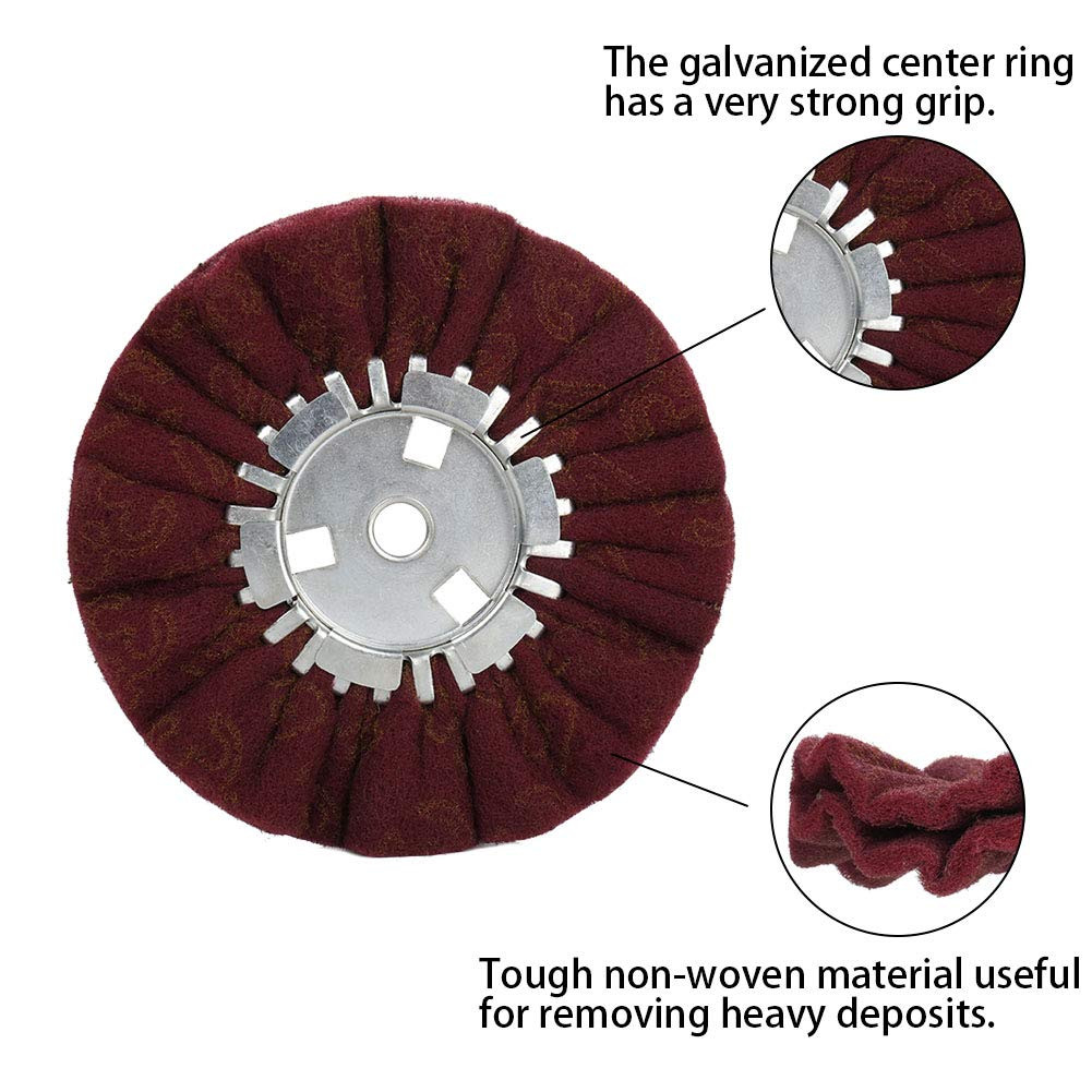 8″ Non-Woven Airway Satin Buffing Wheel, 5/8″ Arbor Hole | Surface Prep Wheel fo