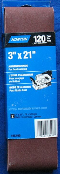 Norton 3 Inch x 21 Inch 120 Grit Sanding Belt – 2 Sanding Belts in Total