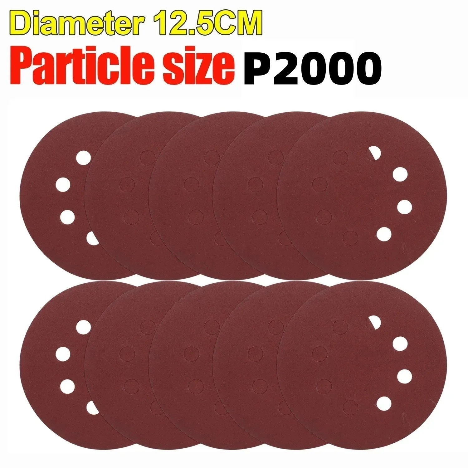 125mm Sanding Discs 8-Hole Red Variety Pack Grit, Hook ,Loop Sandpaper