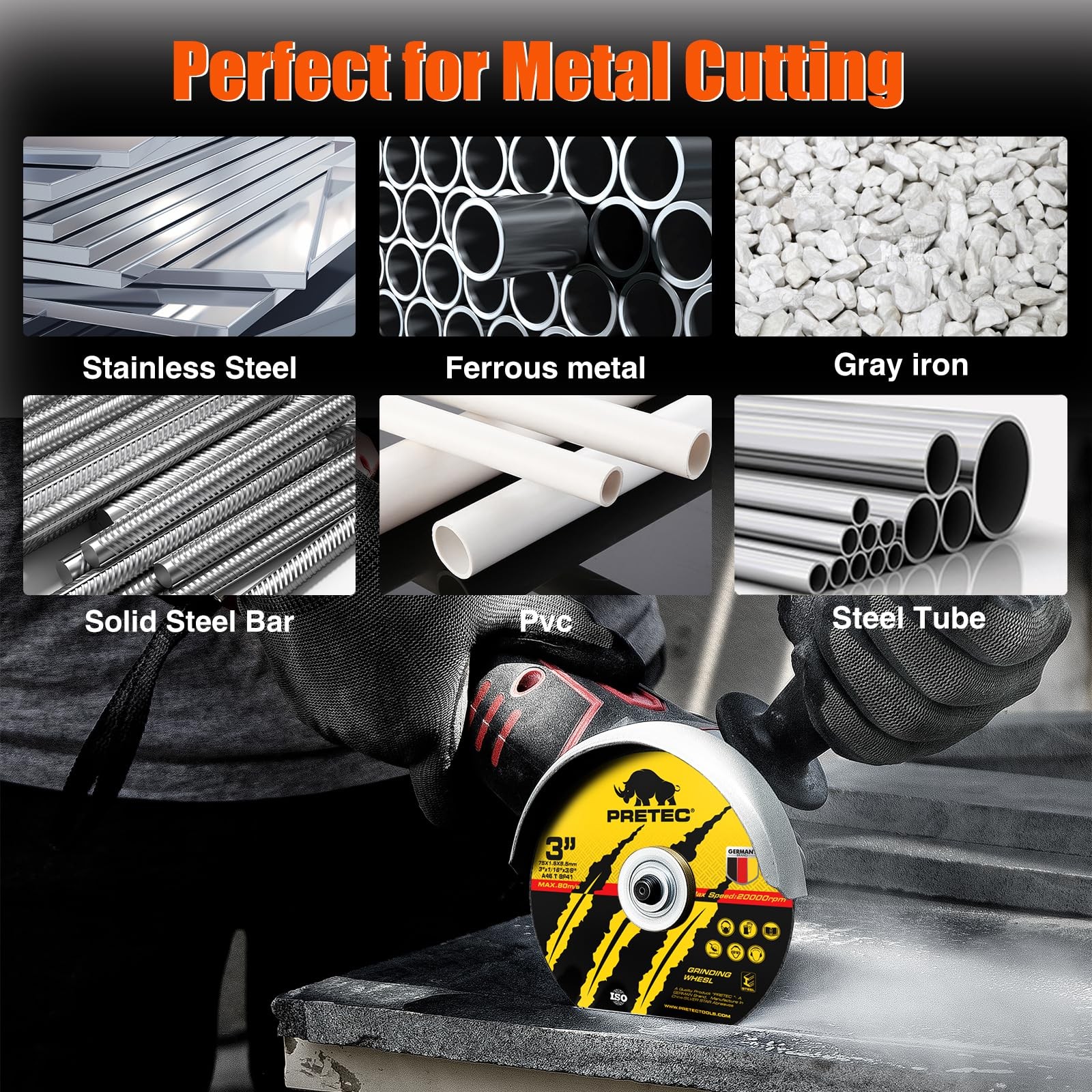PRETEC Cut Off Wheels 27Pcs, 3 Inch Die Grinder with 3 INCH