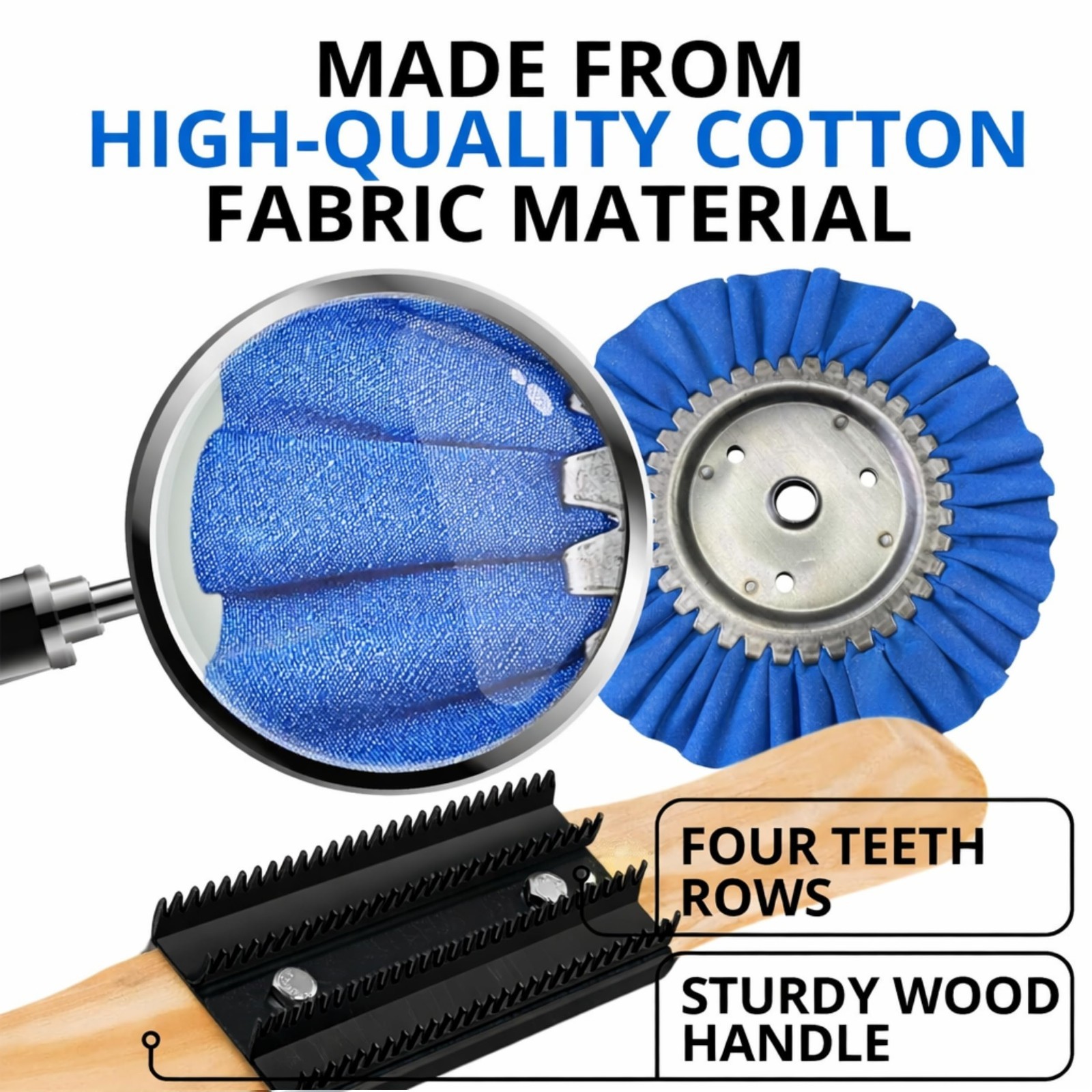 9PCS Aluminum Wheel Polishing Kit – 8″ Buffing Wheels, Rake & Compound for Angle